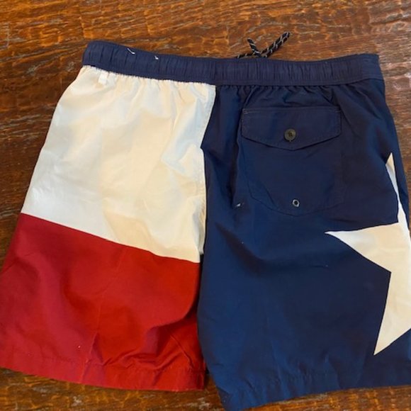 Bundle 2 * TEXAS FLAG SWIM TRUNKS (9-1/2" inseam) + NEW s/s drip dry BLUE TEE XL - Picture 5 of 8